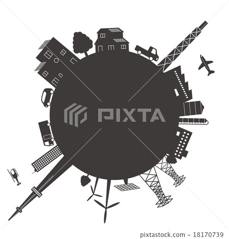 各種建築物和球體上的交通 各種建築物和球體上的交通 18170739