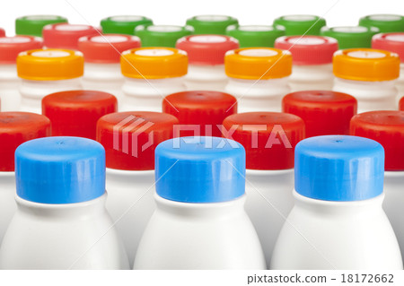 dairy products bottles with bright covers 18172662