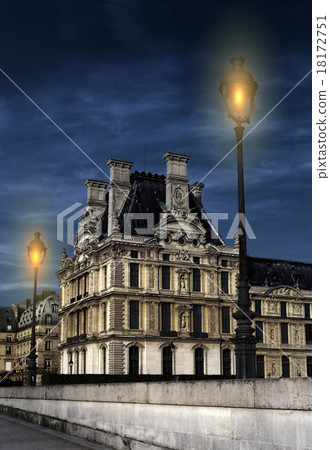 Paris. The cloudy night sky over Louvre.. Paris. The cloudy night sky over Louvre.. 18172751
