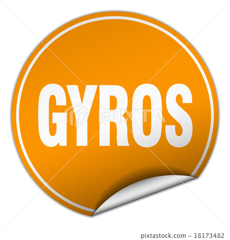 gyros round orange sticker isolated on white gyros round orange sticker isolated on white 18173482