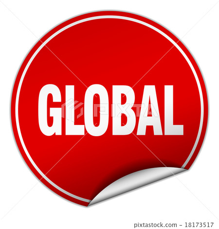 global round red sticker isolated on white global round red sticker isolated on white 18173517