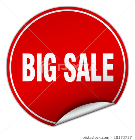 big sale round red sticker isolated on white big sale round red sticker isolated on white 18173737