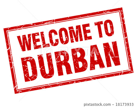 Durban red square grunge welcome isolated stamp 18173933