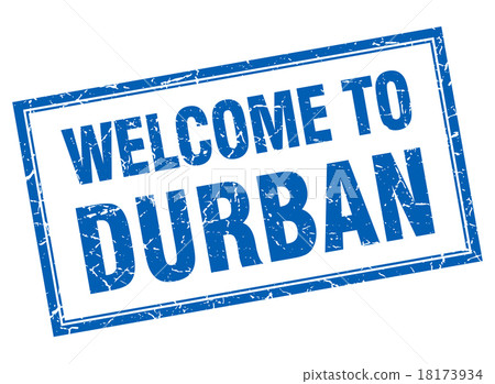 Durban blue square grunge welcome isolated stamp 18173934