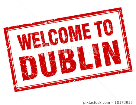 Dublin red square grunge welcome isolated stamp 18173935