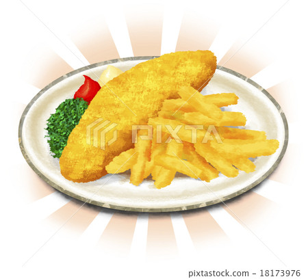 Real fish and chips with background 18173976