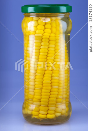 The corn preserved in a glass jar 18174150
