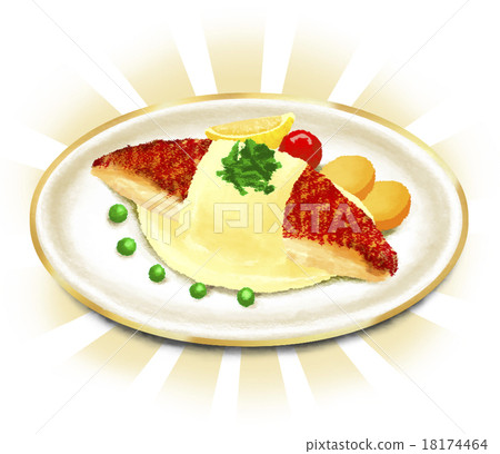 Real french fish main dish with background Real french fish main dish with background 18174464