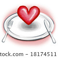 膳食盤心臟有背景 18174511
