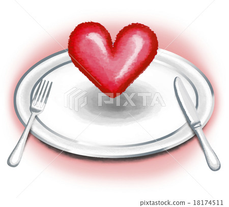 膳食盤心臟有背景 18174511