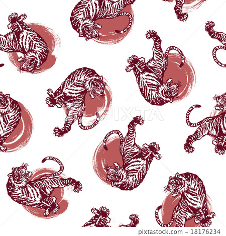 Tiger and handwriting pattern 18176234