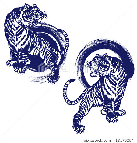 老虎和手寫的例證 18176294
