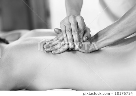 Woman getting back massage at spa Woman getting back massage at spa 18176754
