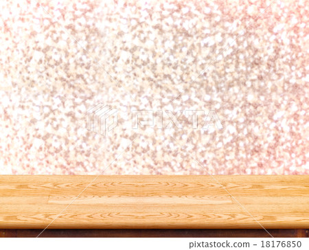 Wood Table with bokeh golden sparkling background Wood Table with bokeh golden sparkling background 18176850