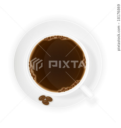 cup of coffee and grains top view vector cup of coffee and grains top view vector 18176869