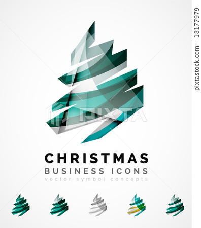 Set of abstract Christmas Tree Icons, business - Stock Illustration ...