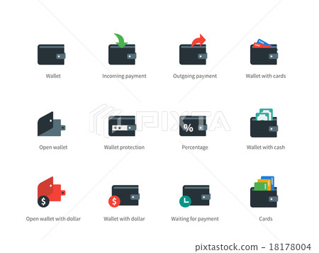 Wallet and transaction color icons on white. Wallet and transaction color icons on white. 18178004