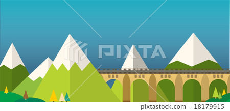 Mountain bridge landscape vector 18179915