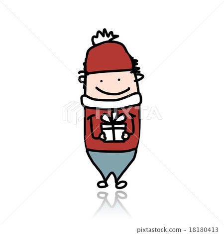 Cute boy with present box, cartoon for your design Cute boy with present box, cartoon for your design 18180413