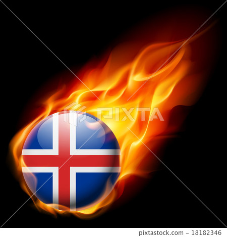 Round glossy icon of Iceland 18182346