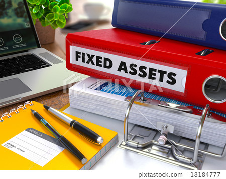 Red Ring Binder with Inscription Fixed Assets. Red Ring Binder with Inscription Fixed Assets. 18184777