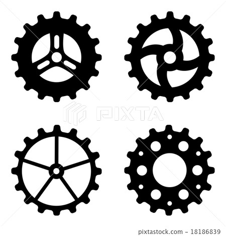 Four Black Gearwheels Four Black Gearwheels 18186839