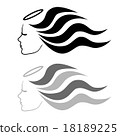 Romantic angel girl in profile with long wavy hair 18189225