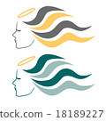 Romantic angel girl in profile with long wavy hair 18189227
