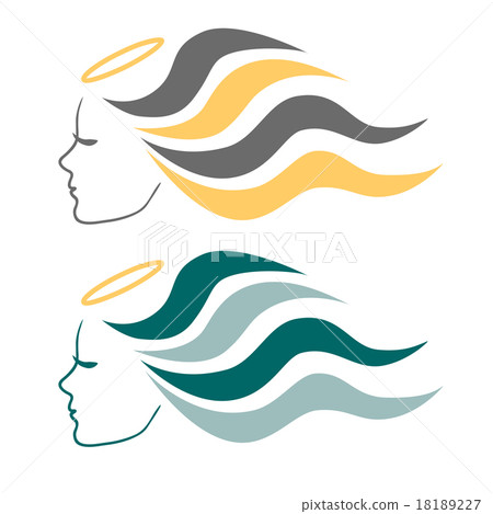 Romantic angel girl in profile with long wavy hair 18189227