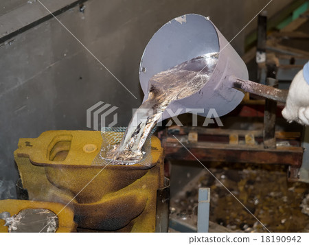 operator pouring aluminum automotive parts 18190942
