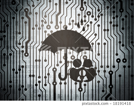 Security concept: circuit board with Family And Security concept: circuit board with Family And 18191418