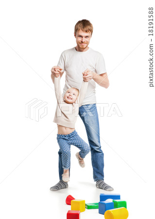 Baby girl building playing with her father Baby girl building playing with her father 18191588