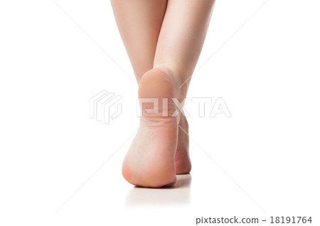 Back view of woman foot on white background 18191764