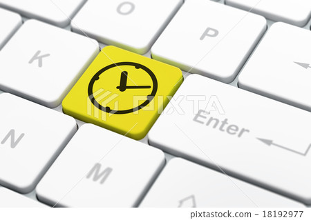 Time concept: Clock on computer keyboard Time concept: Clock on computer keyboard 18192977