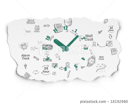 Time concept: Clock on Torn Paper background 18192980