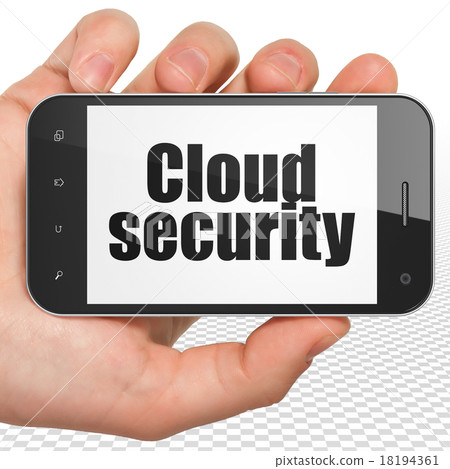 Cloud computing concept: Hand Holding Smartphone - Stock Illustration ...