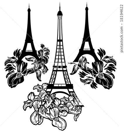 eiffel tower among iris flowers vector collection eiffel tower among iris flowers vector collection 18194622