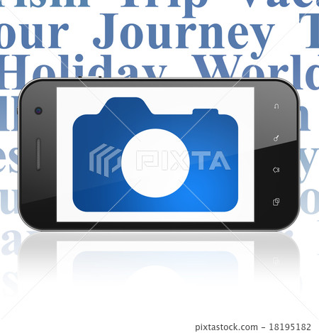 Vacation concept: Smartphone with Photo Camera on Vacation concept: Smartphone with Photo Camera on 18195182