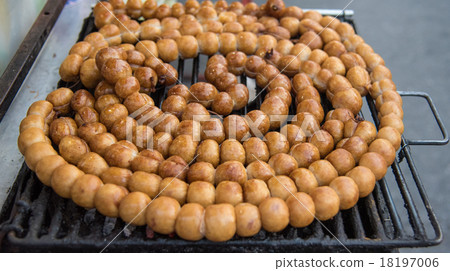 Thai rice ball sausage grill on the stove Thai rice ball sausage grill on the stove 18197006