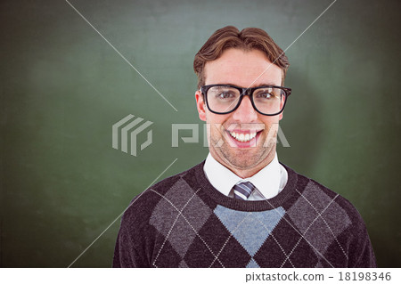 Composite image of geeky hipster smiling at camera 18198346