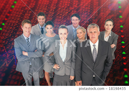 Composite image of smiling business people smiling at camera Composite image of smiling business people smiling at camera 18198435
