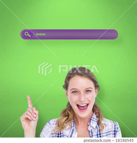 Composite image of pretty hipster pointing up Composite image of pretty hipster pointing up 18198545