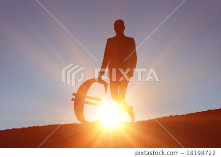 Composite image of silhouette beside euro symbol 18198722