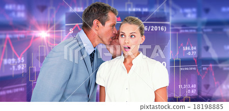 Composite image of businessman telling secret to a businesswoma 18198885