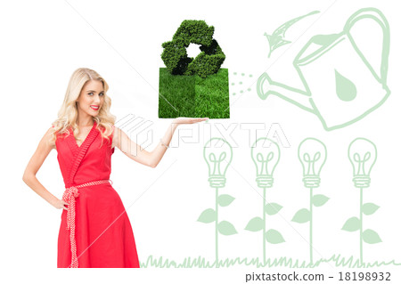 Composite image of woman holding lawn book Composite image of woman holding lawn book 18198932