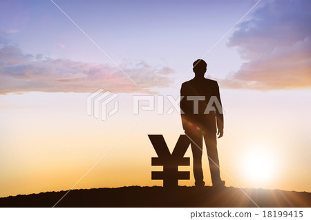 Composite image of silhouette beside yen symbol Composite image of silhouette beside yen symbol 18199415