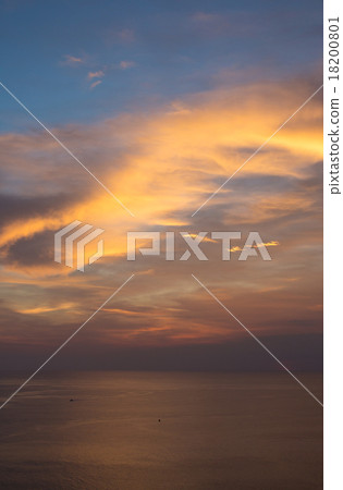 red and orange sunset evening cloud and sea wave 18200801