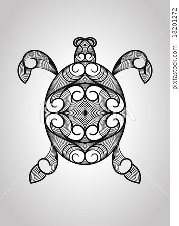 插圖素材: vector turtle, tattoo style