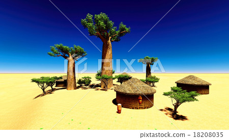 African village with traditional huts African village with traditional huts 18208035