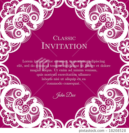 Pink wedding invitation template with white lace 18208528